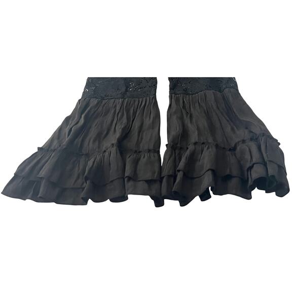 PAISLEY VINE LONG BELL SLV RND NECK MIDI WAIST DRESS, WOMEN-L-BLACK-LACE RUFFLES - Picture 9 of 12
